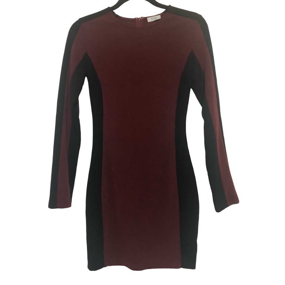 Tobi Maroon/Black Bodycon Dress